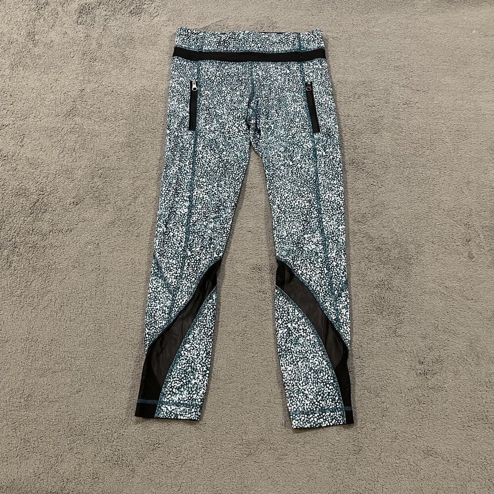 Lululemon Inspire Tight II Blue White Pebble Speckled Leggings Women's Size 4